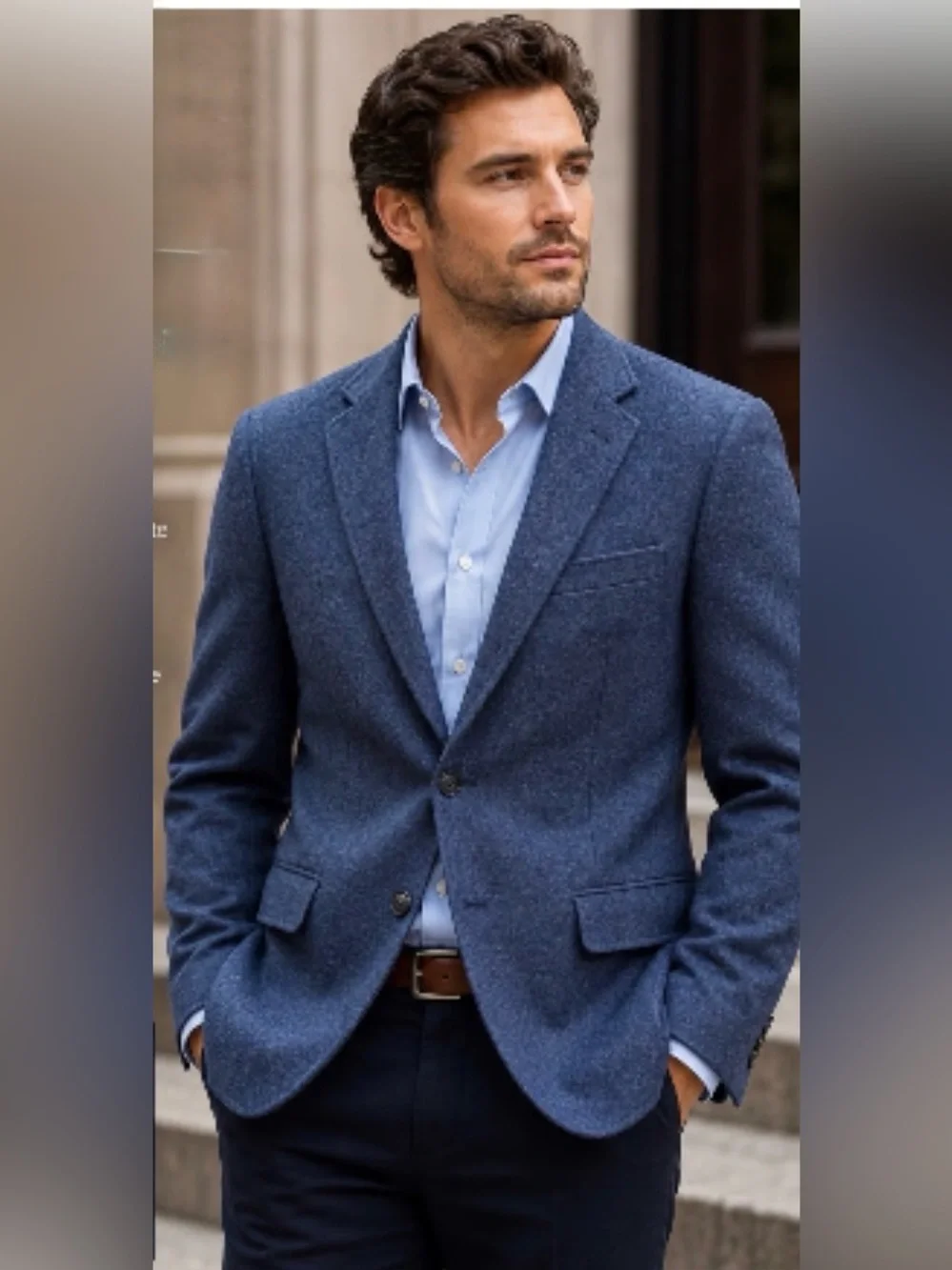 The J.Crew Men's Blue Wool Ludlow Blazer Suede Elbow Patches Size 38 S